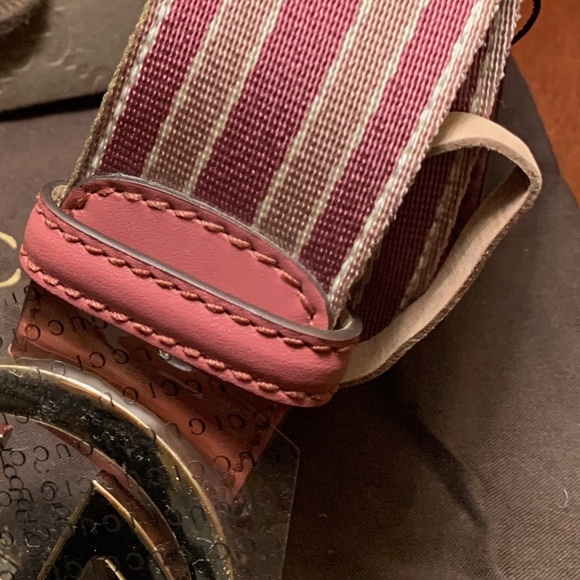 GUCCI Leather with canvas Belt.  Size 80-32 - Picture 5 of 13